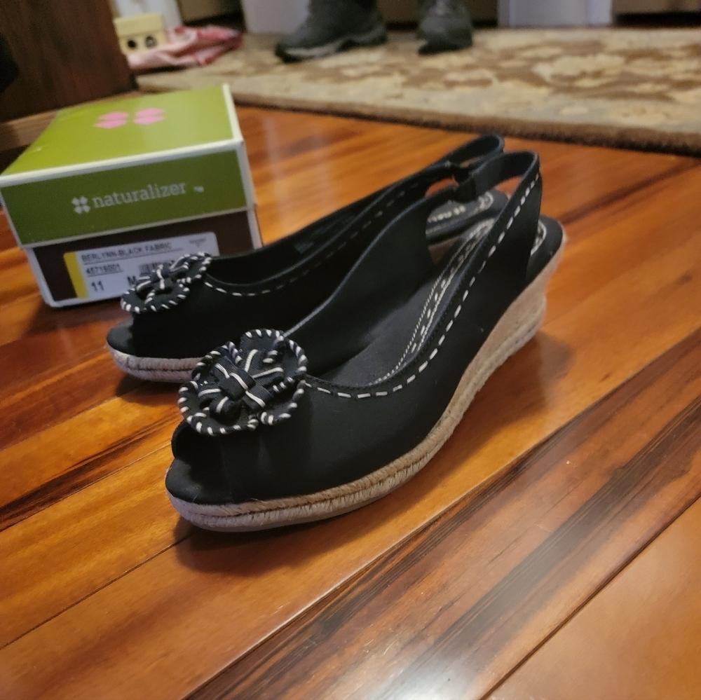 Naturalizer Black Espadrille Wedges